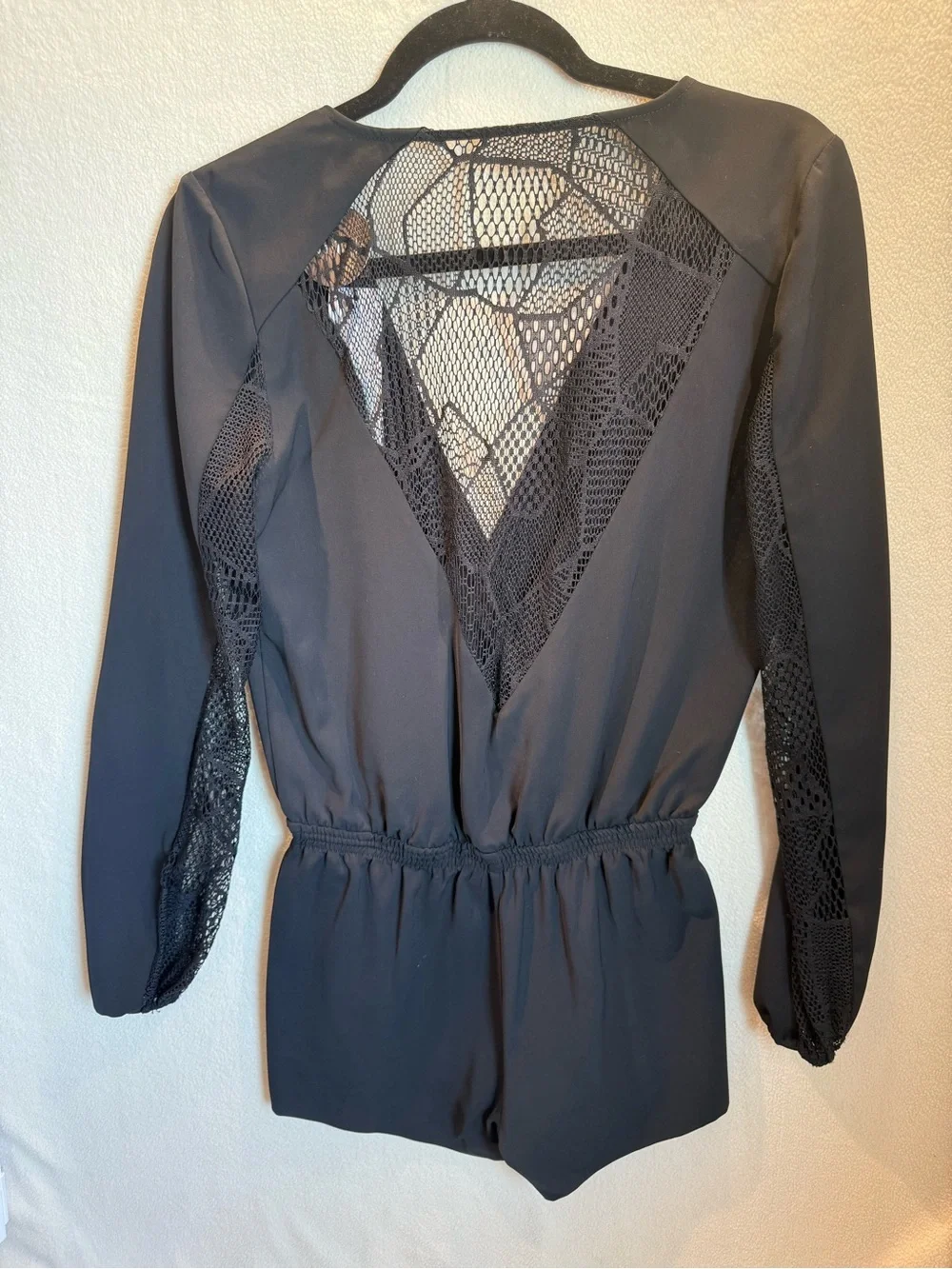 Parker Black Lace Mesh Long Sleeve Romper XS NWT Cocktail